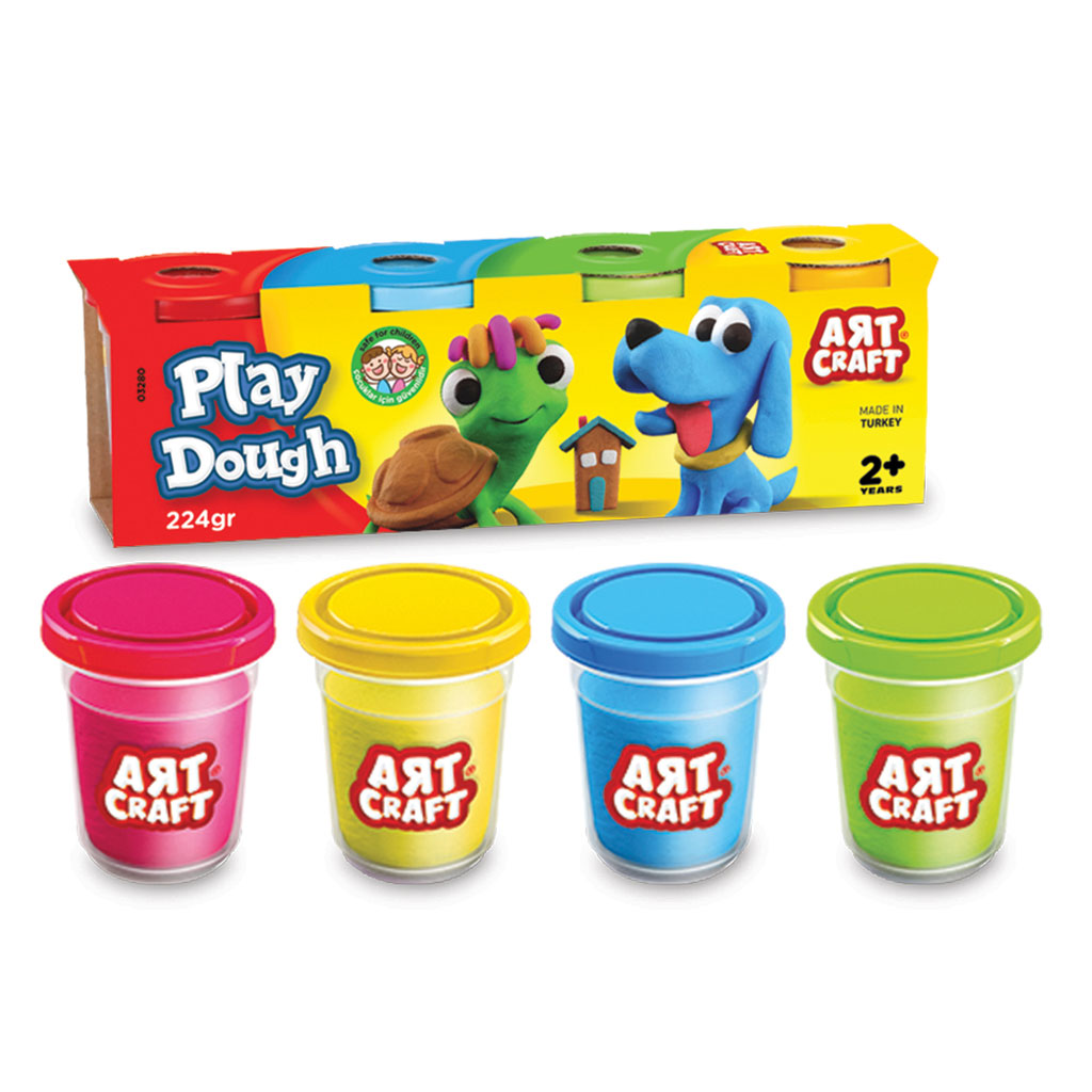 Art Craft Play Dough 4 Tub Pack (224 gr)