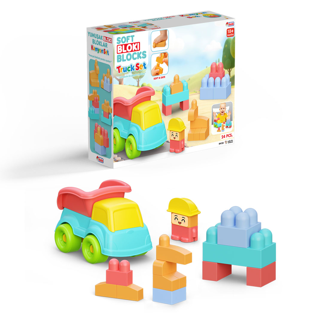 Yumuşak Bloki Blokları Kamyon Set 24 Parça