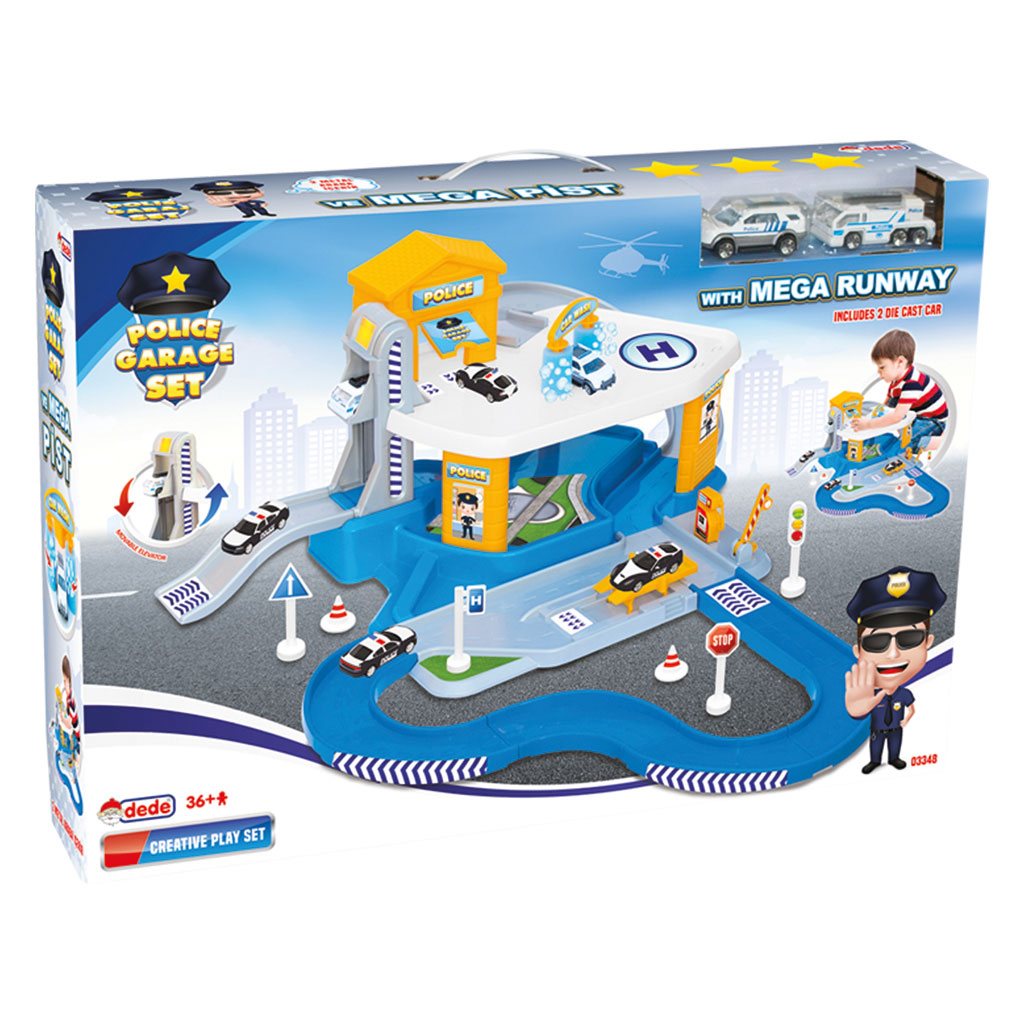 2 Level Police Station Garage Set Mega Pist