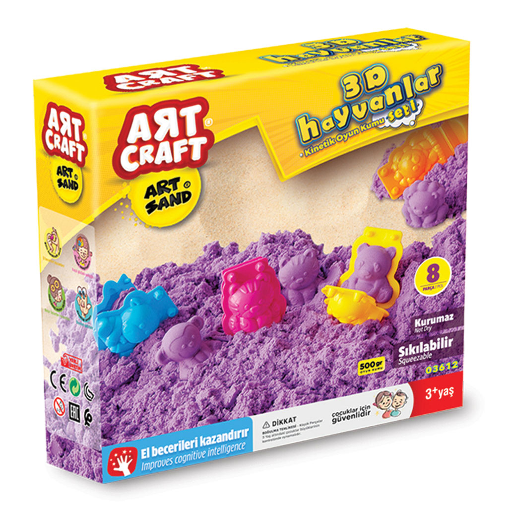 Art Craft 500 gr 3D Animals Modelling Play Sand Set